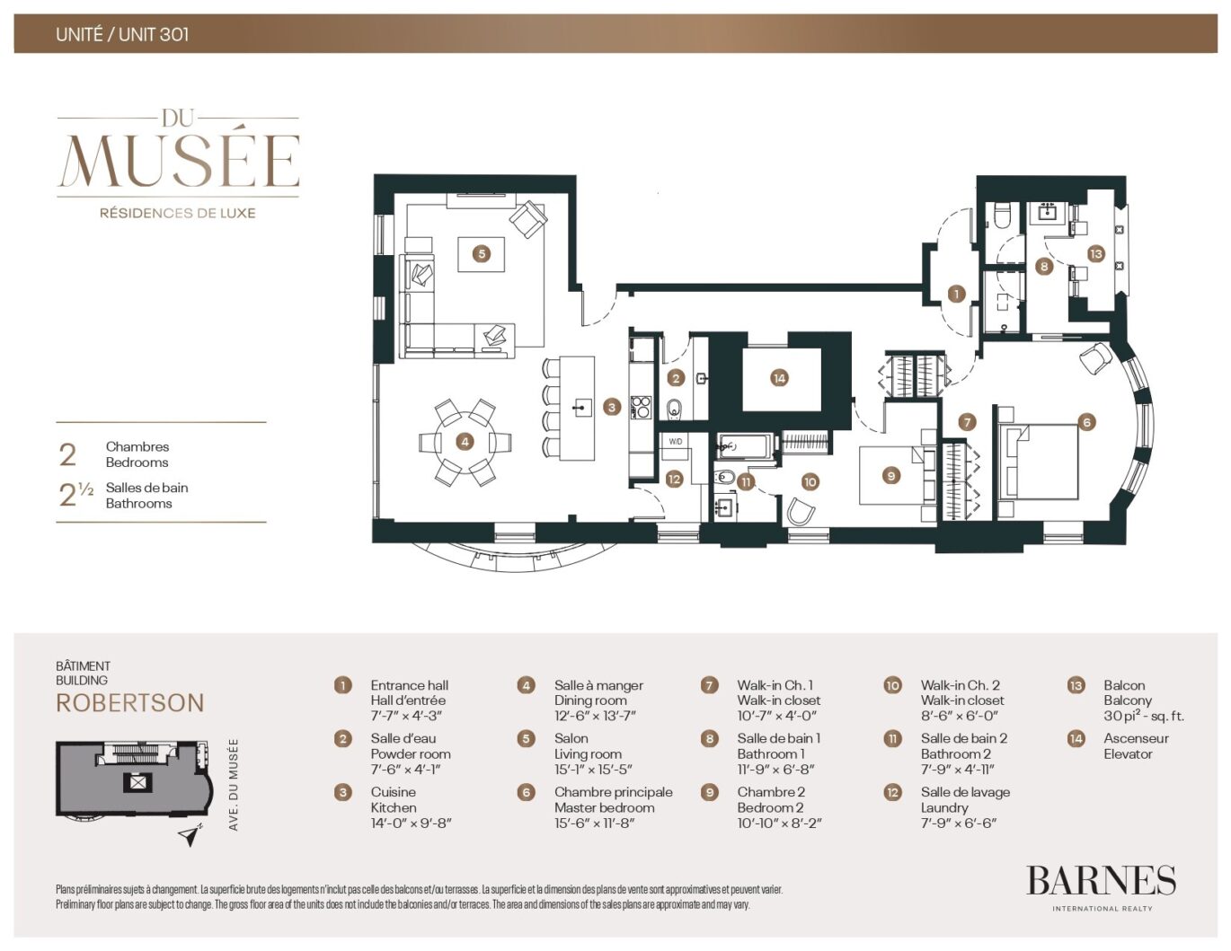 3458 Av. du Musée #301  Montréal (Ville-Marie) (Montréal)